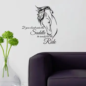 

Horses Head Wall Decal Quote If you Climb Into the Saddle Kids Living Room Decal