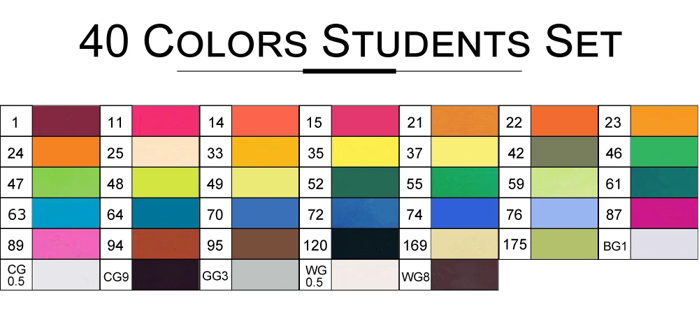 TOUCHNEW 40/60/80/168 Цвета Графический маркерных ручек набор ручек для набросков, манга искусство студент маркеры(легкое белое ручки - Цвет: 40 Color Student Set