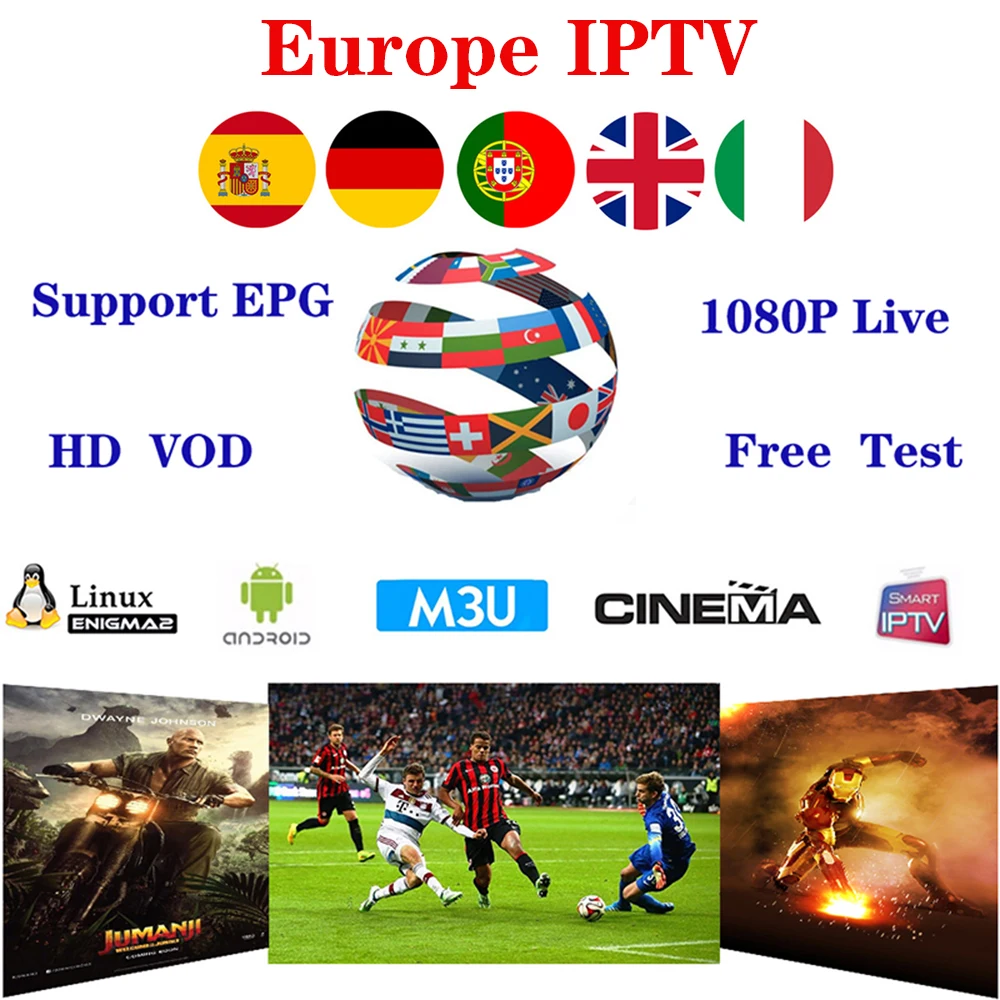 

1 year Europe IPTV M3U Subscription 6200 Channels Include Portugal Spain Hungary France Germany Greece support H96 max TV Box