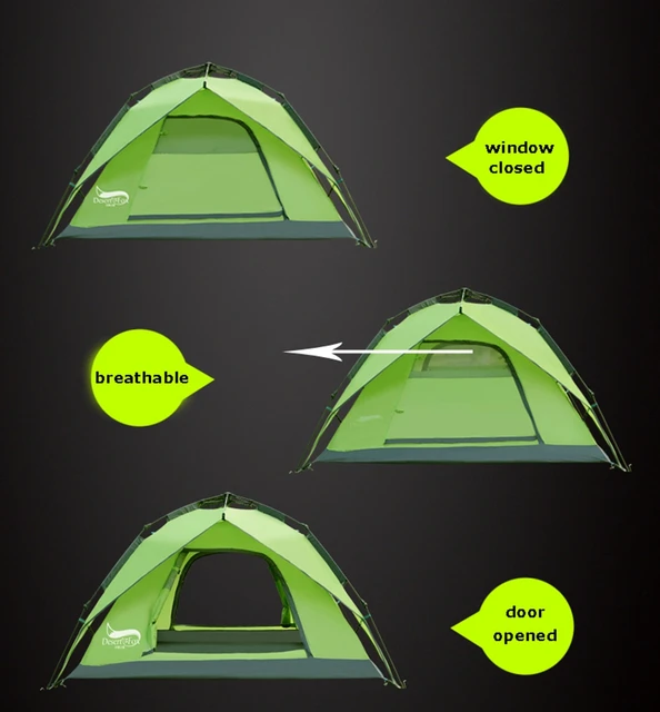 デザート & キツネ自動キャンプテント、3-4人家族テント2層 