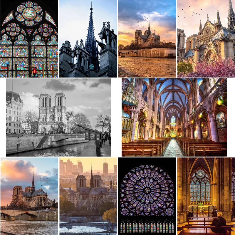 

World famous attraction "Notre Dame de Paris" 5D diy diamond painting full round diamond embroidery mosaic picture rhinestones