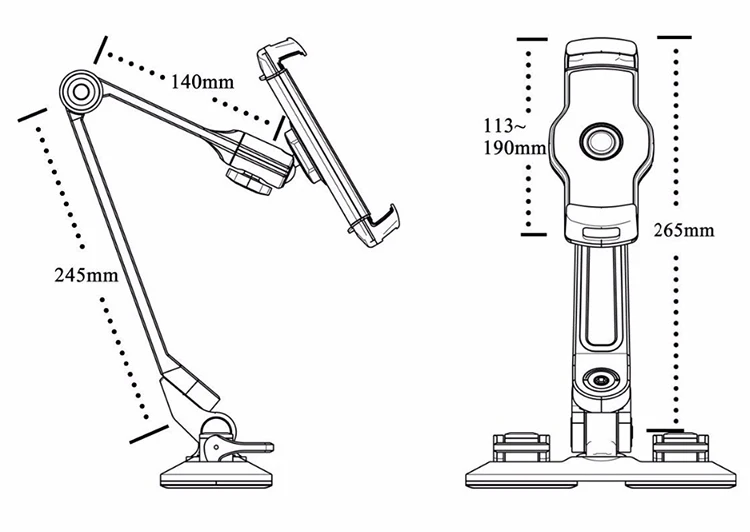 360 градусов регулируемый держатель для стойки с присосками для планшетов(до 11 дюймов) и автомобильный комплект для планшетных смартфонов и многого другого