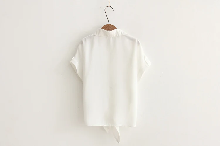 Casual Cat Embroidery Short Sleeve Women's Shirt And Blouses 2018 Summer Linen White Women's Shirts Buttoned Tops Blouse Womens14