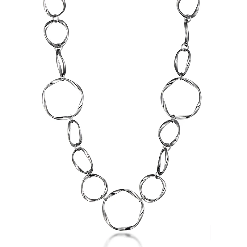 Разноцветное длинное ожерелье, женское золотое Элегантное ожерелье макси с цепочками, многоразмерное ожерелье с кругами, массивное ювелирное изделие, Прямая поставка - Окраска металла: Silver Color