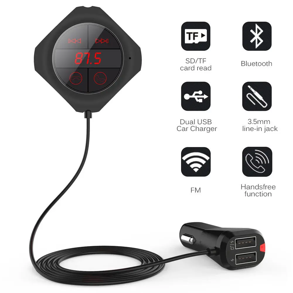 Bluetooth AUX-in USB автомобильный fm-передатчик MP3-плеер Магнитный громкой связи беспроводной