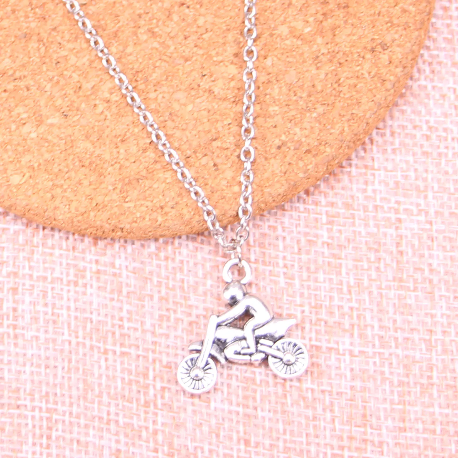 Fashion Antique Silver Color 21*21mm motorcycle motorcross Pendant Necklace,Handmade Necklace 