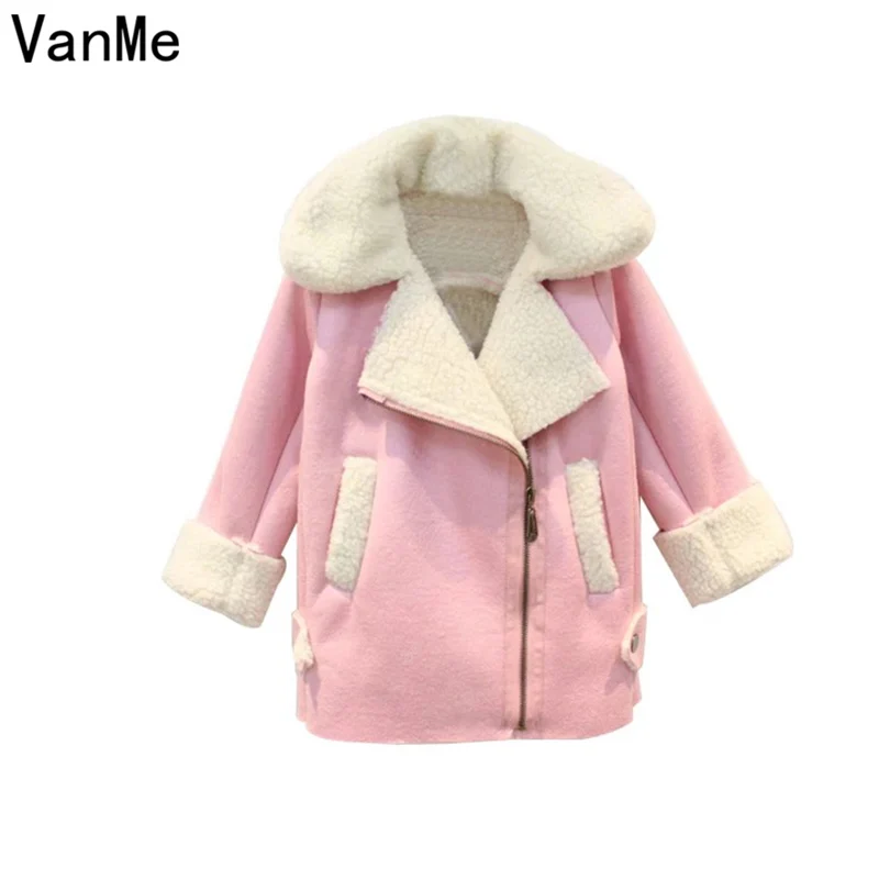 

Mannp 2018 Little Girls Cute Cartoon Pink Hooded Jacket Pompom Winter Kids Warm Coats Children Outerwear Long Sleeve Tops
