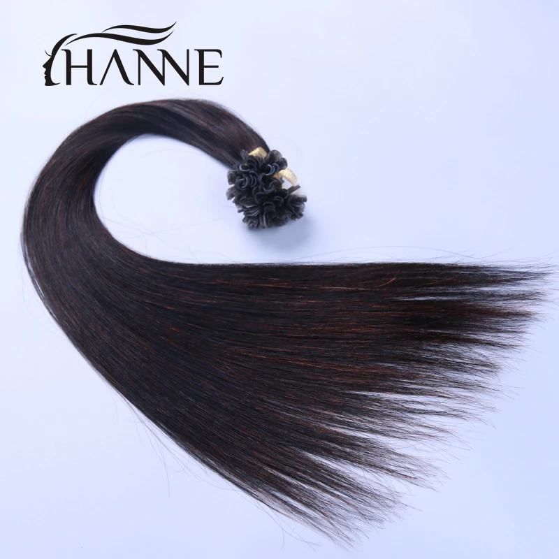 HANNE nail U tip font b hair b font extensions 100 strands 50g black and brown