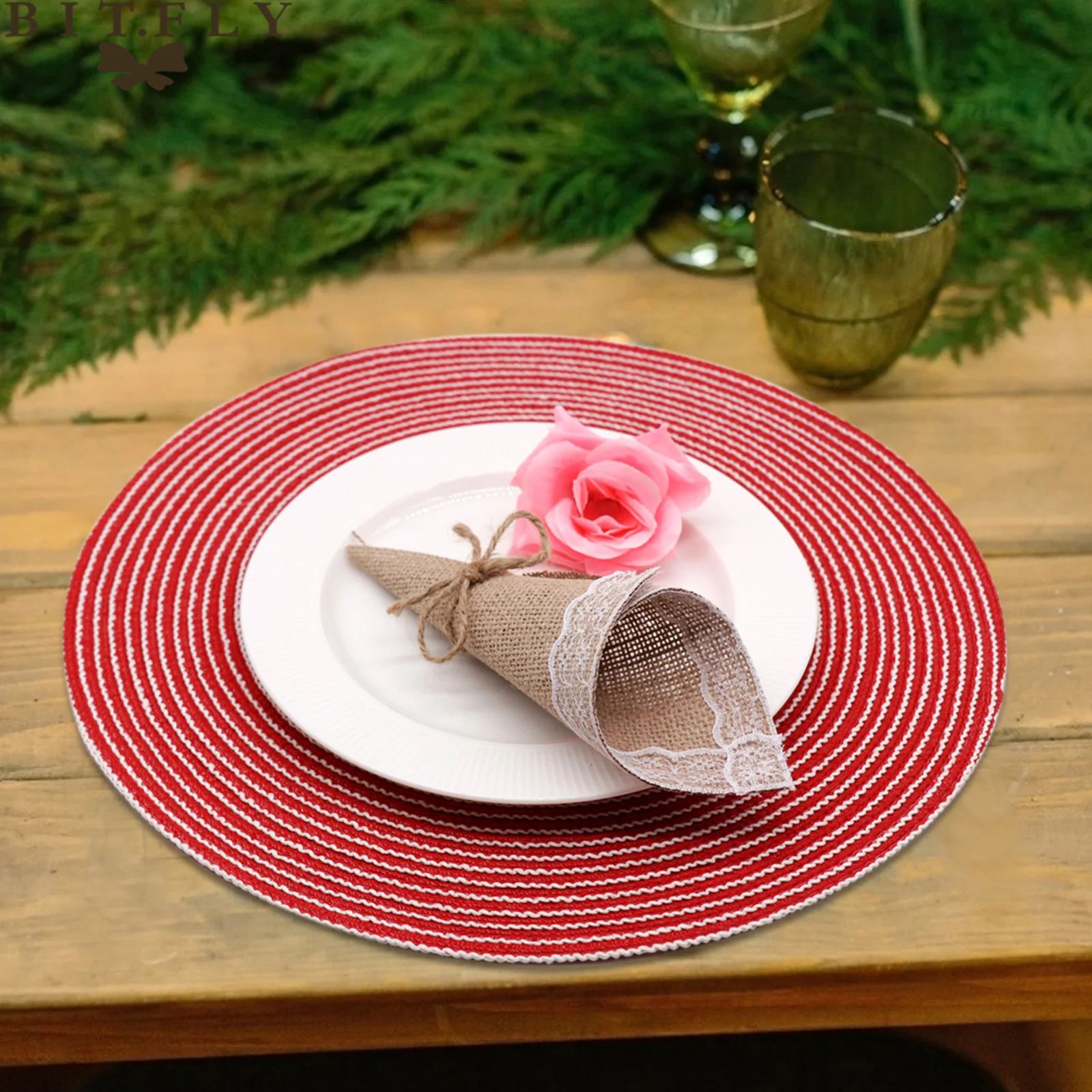 

1pcs Woven Placemat Heat Resistant Dining Table Mat Pad Anti Slip Drink Cups Coaster For Kitchen Home Party Table Decoration