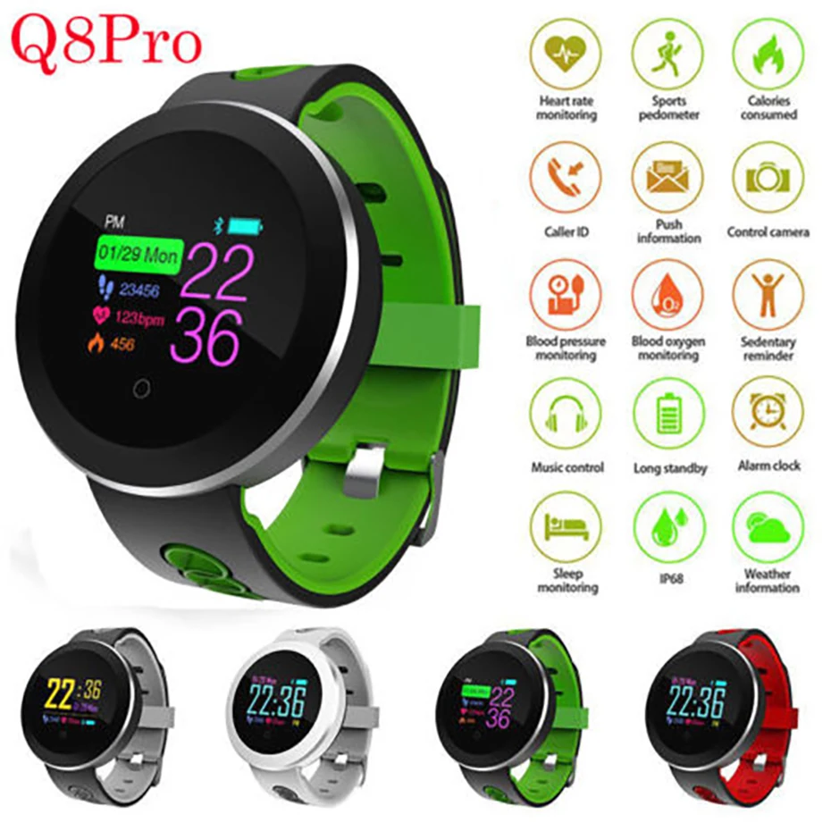 

Smart Bracelet Bluetooth 4.0 Heart Rate Monitor Smart Watch Men for Android iOS Oxygen Monitoring IP68 Waterproof Sport Watch