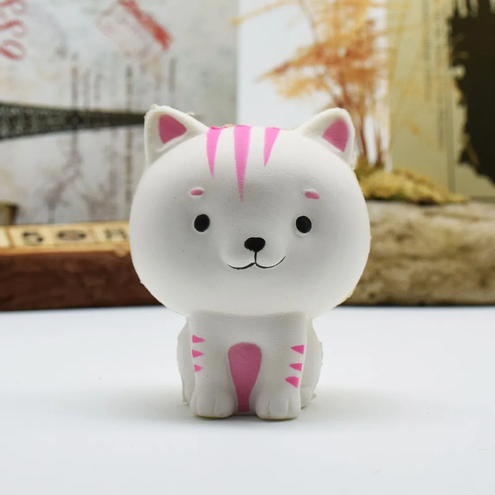 Cartoon Cat Squishy Slow Rising Phone Straps Cute Kitten Soft Squeeze Bread Charms Scented Kids Toy - Цвет: white