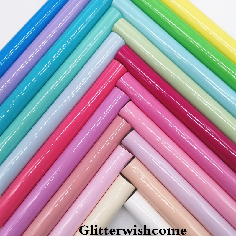 

Glitterwishcome 21X29CM A4 Size Vinyl For Bows Patent Smooth Leather Fabirc Faux Leather Sheets for Bows, GM121A
