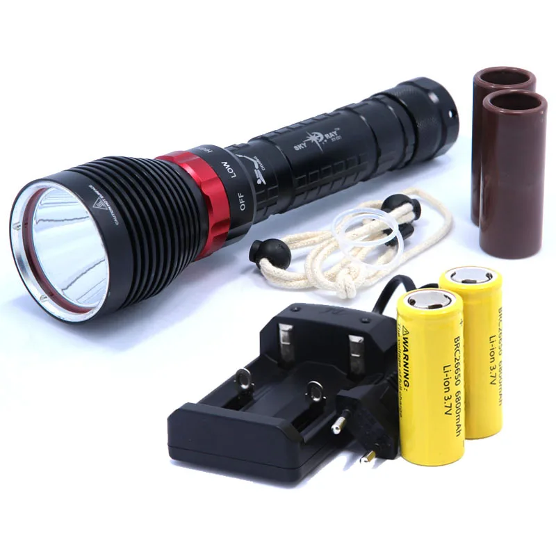 DX1 CREE XM L XML XM L2 15W 2000LM Waterproof LED Diving Flashlight Underwater Lamp Torch