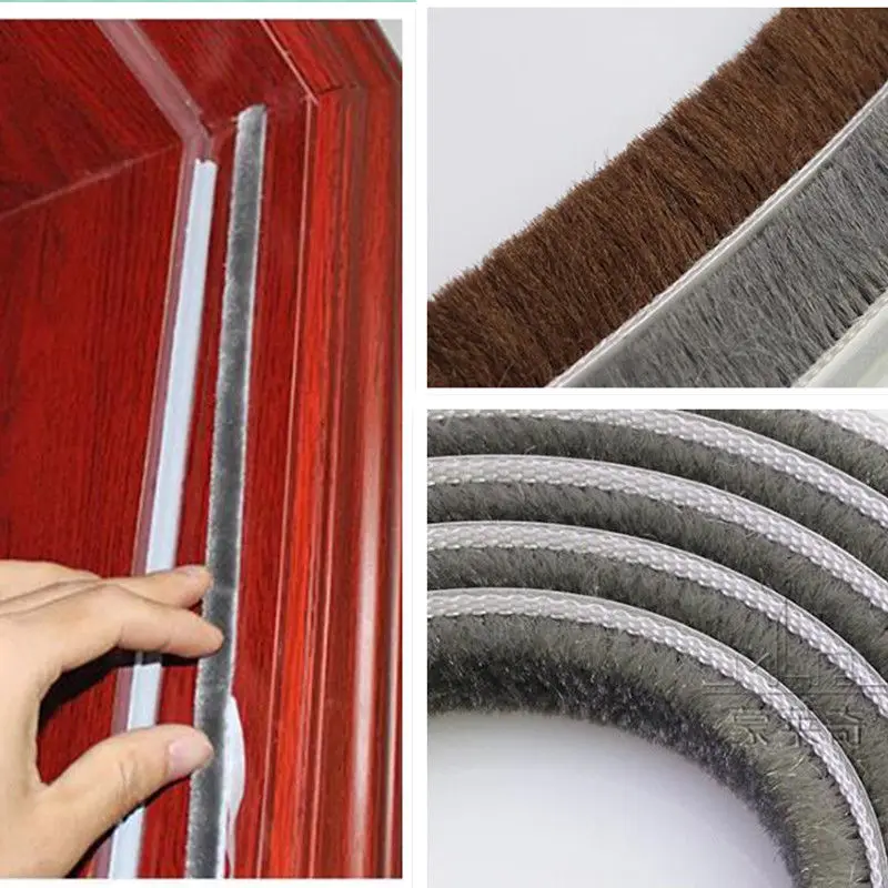 1x 10m Self-Adhesive Draught Excluder Brush Window/&Door Seal Tape Weather Strip