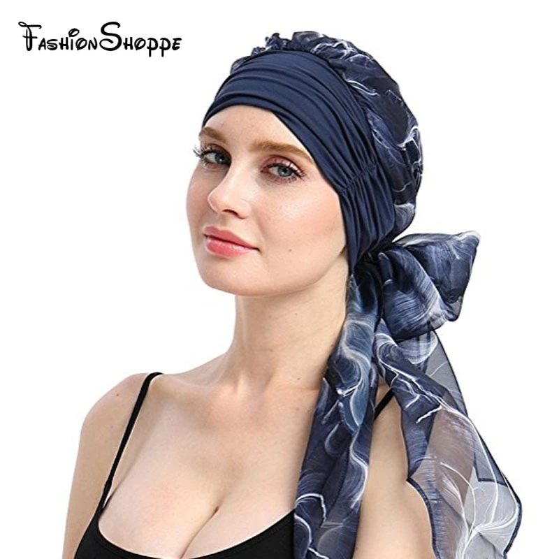 New Women Chemo Headwear Turbans Long Hair Head Scarf Head Wraps Cancer  Hats Boho Pre-tied Bandana Hair Accessories For Women - Women's Hijabs -  AliExpress