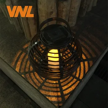 

VNL Waterproof IP65 LED Solar Powered Candle Lantern With Flickering Amber LED Rattan Lamp Outdoor Decorative Garden Lights