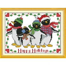 Everlasting love The Christmas penguins экологический хлопок китайские наборы вышивки крестиком Счетный штампованный 14 11CT Новая акция продаж