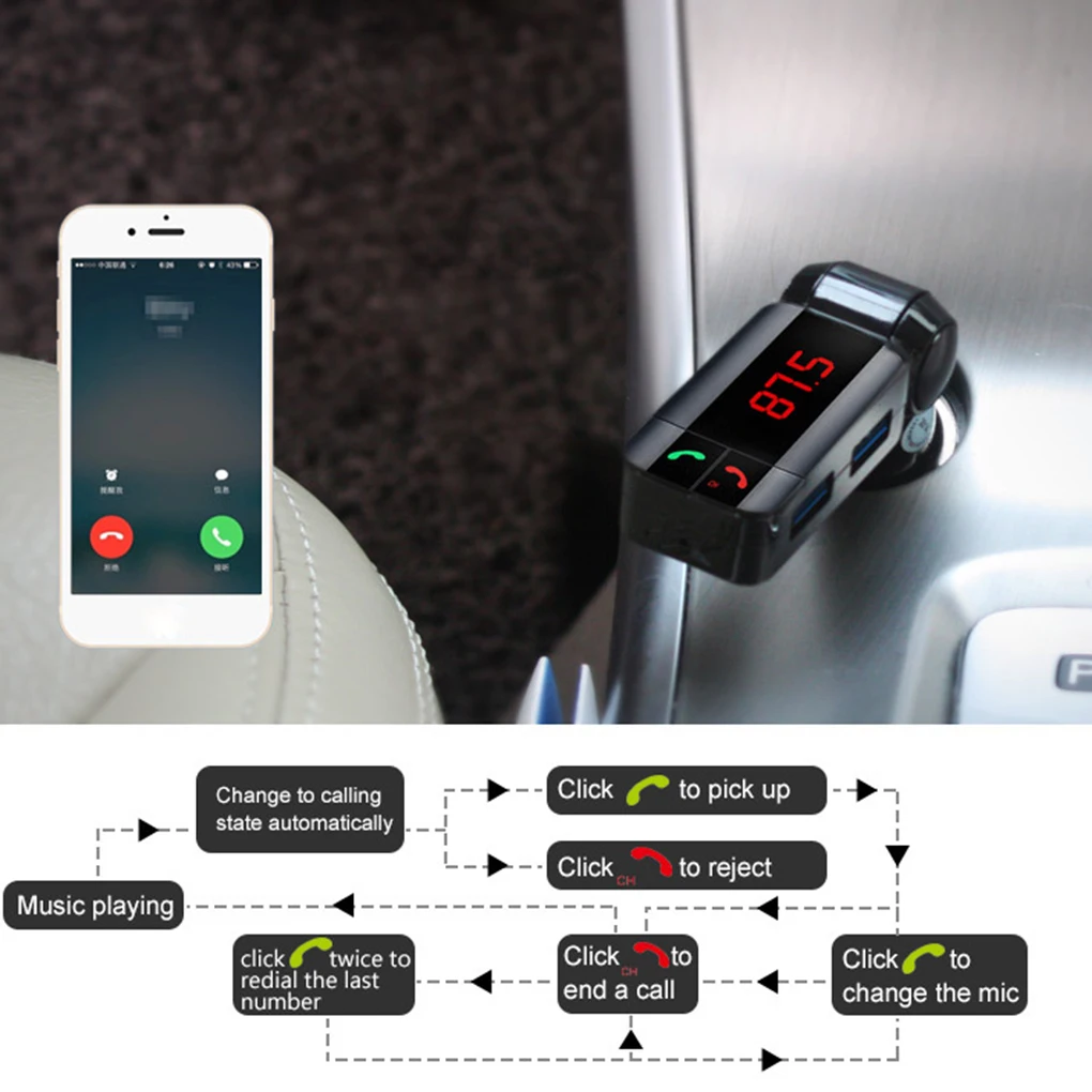 Детектор тока и напряжения автомобильный mp3 плеер FM передатчик Bluetooth гарнитура