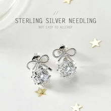 

10 styles/2018 Fashion Zircon Earrings Korean style 925 Silver Heart Stud Earrings Cute romantic For Women Fashion Jewelry