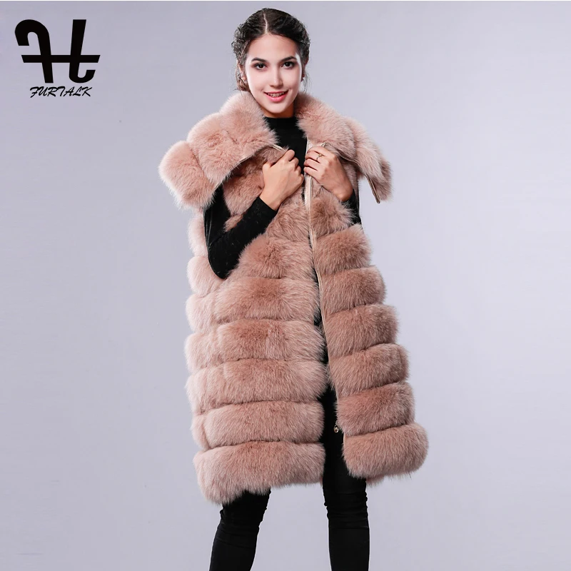 Furtalk Khaki Femmes Manteau Fourrure D'hiver Réel De Dark Renard Fox Ruban Des Conception Khaki light blue Russe 5RjL4A