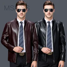MSAISS Осень Высокое качество среднего возраста мужская кожаная куртка офисная Мужская теплая овчина пальто папа подарок повседневная куртка