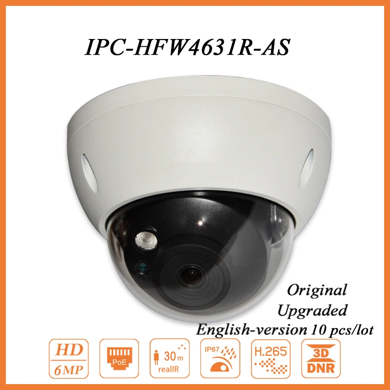 DH-IPC-HDBW4631R-AS 6MP HD купол безопасность Камера в/выход тревоги IP67 IK10 ИК 30 м 10 шт./лот