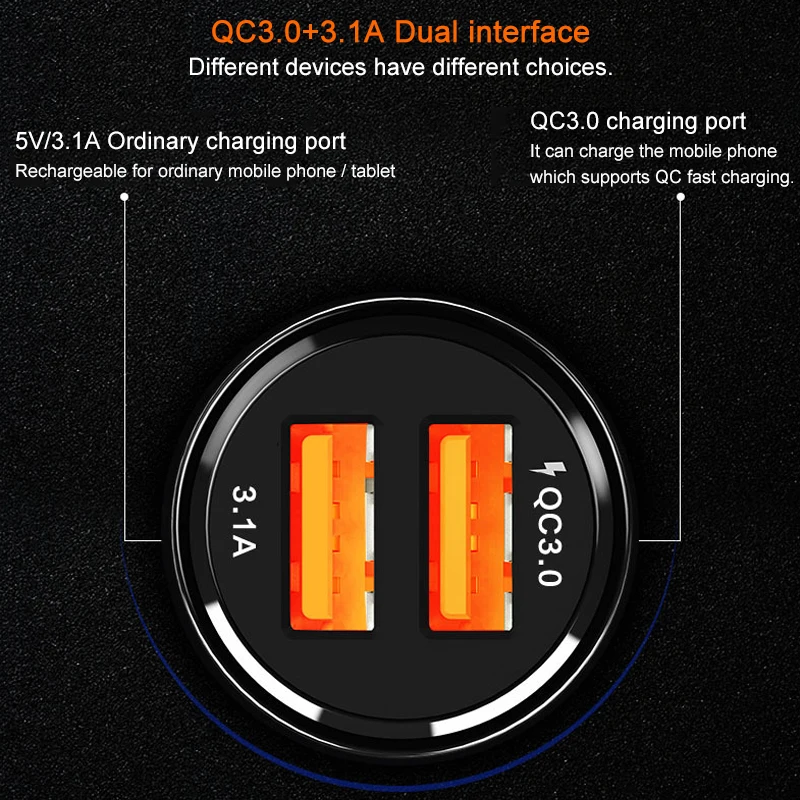 Быстрая зарядка 3,0 Автомобильное зарядное устройство прикуриватель адаптер QC 3,0 двойной USB порт быстрая зарядка автомобильные аксессуары для телефона DVR MP3