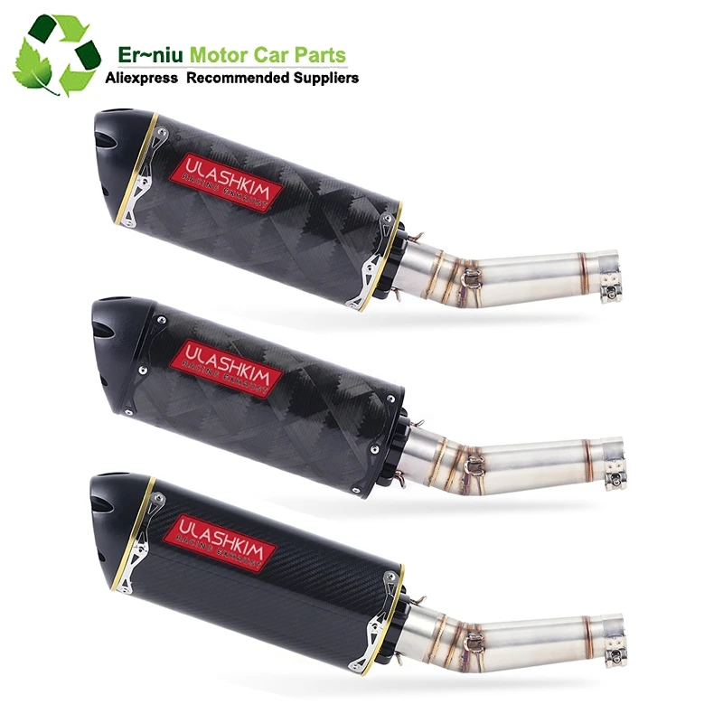 

Motorcycle Exhaust Muffler Pipe Link Pipe Carbon Fiber Exhaust Slip on Escape FOR HONDA NC700 NC750 NC750X 2012-2017