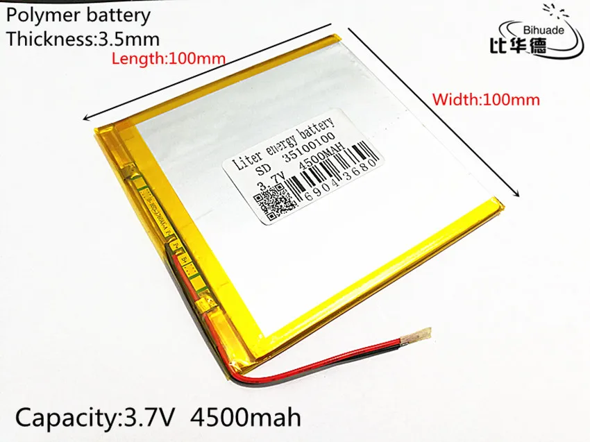 3,7 V, 4500 mAH, 35100100 PLIB(полимерный литий-ионный аккумулятор) литий-ионный аккумулятор для планшетных ПК, gps, mp3, mp4, мобильных телефонов, спике