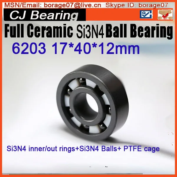 

6203 SI3N4 Full Ceramic ball Bearing 17*40*12MM
