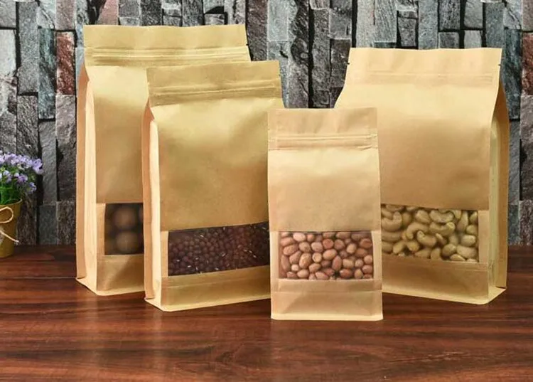 25 x 35cm 50 шт бумажный пакет на молнии с окошком, стоячий пакет на молнии, упаковка для печенья, хлеба, подарочные пакеты, закуски, печенья, упаковочные принадлежности - Цвет: 25 x 35cm