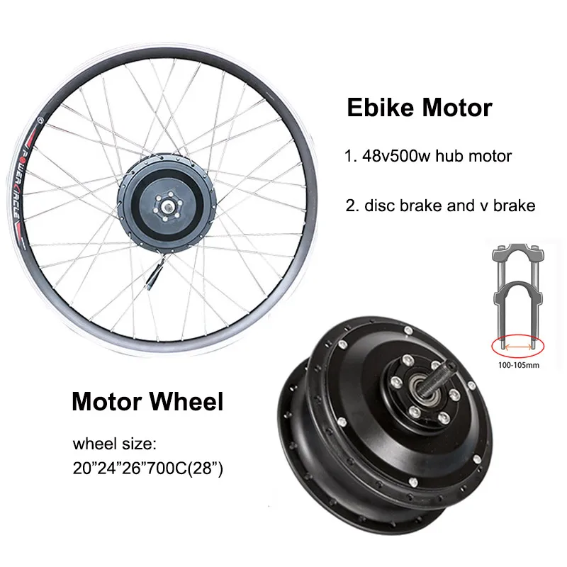 Perfect 48V500W Motor Wheel Electric Bike Kit  for 20" 26" 700C Hub Motor 48V Lithium Battery Ebike Kit LCD Display Electric Bicycle Kit 1