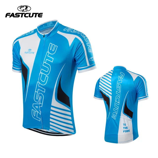 Blue Color Cycling Jersey Fastcute Short Sleeve Tops Cycling Shirts