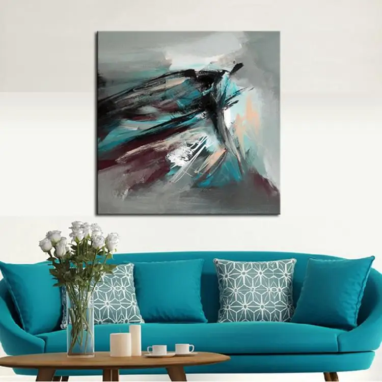 100% Hand Painted Modern Unique Gift Present Oil Paintings Simple Color Abstract Painting on ...