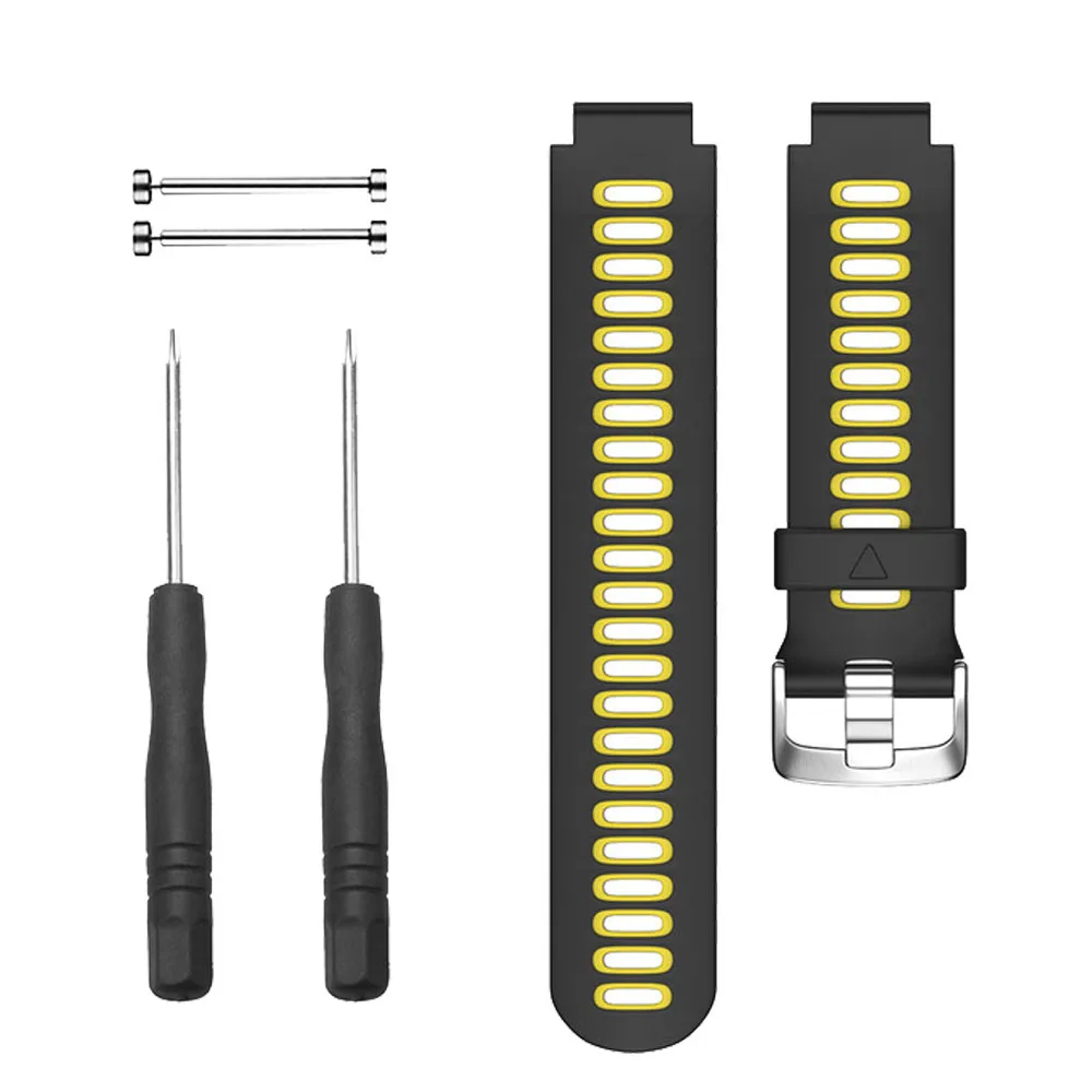 Black yellow Силиконовый ремешок часов сменный Браслет для часов для Garmin Forerunner 220 230 235 630 620 735 735XT браслет ремень браслет - Цвет: Black yellow