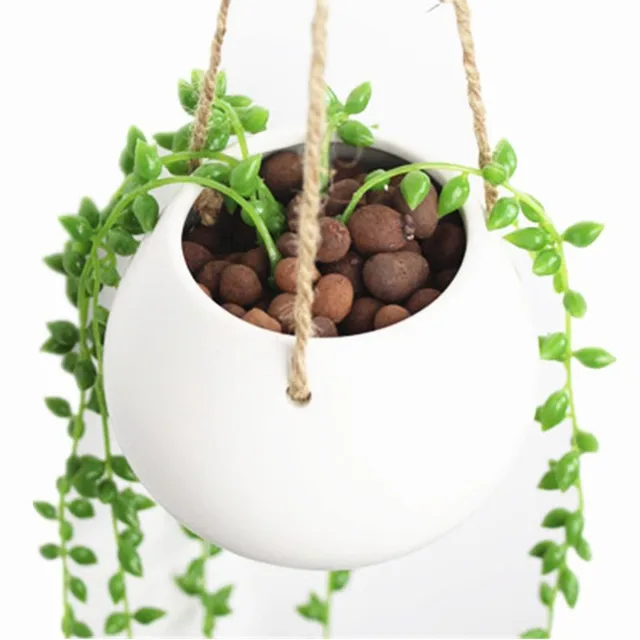 White Mini Decorative Ceramic Hanging Planter Flower Pot Water White Mini Decorative Ceramic Hanging Planter Flower Pot Water Plant Vase