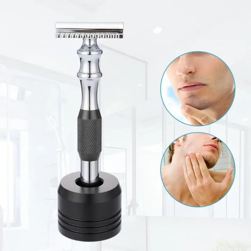 

Safety Manual Razor For Man Shaving Razor Anti-slip Stripe Handle Classic Double Edge Razor and Base Safety Shaving Tools