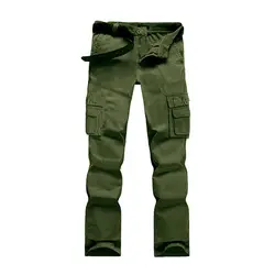 2018 Новый Для мужчин модные военные брюки-карго тонкий Regualr прямой крой хлопок мульти Цвет зеленый камуфляж желтый плиссированные брюки