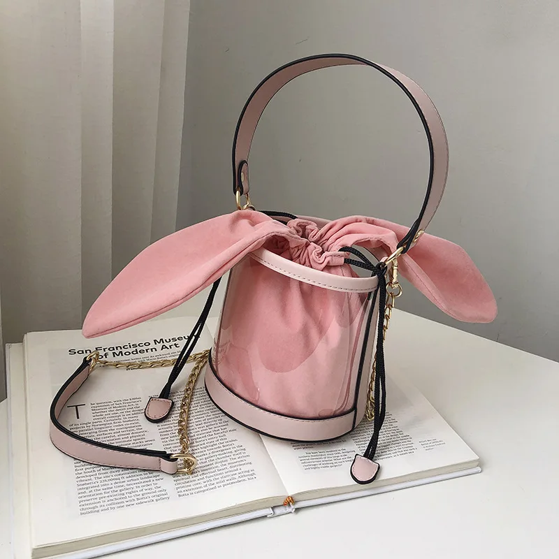 

Clear Pvc Chain Bucket Bag Women Handbags Chic Jelly Transparent Shoulder Bags Casual Ladies Beach Tote Crossbody Bag Small Bags