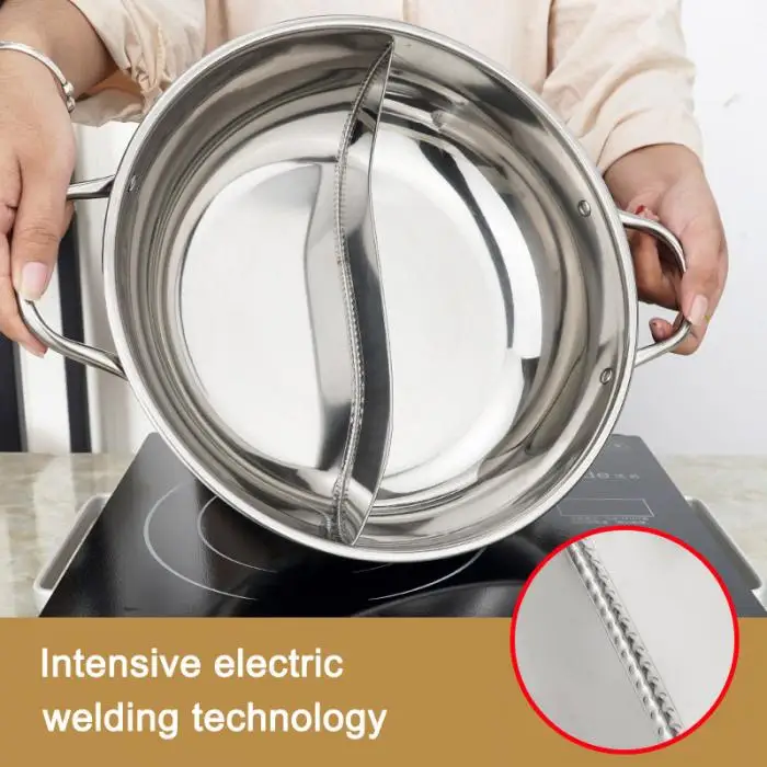 Hot Pot Stainless Steel Twin Divided 2 Handle Cooking Pot Cooking Supplies HFing