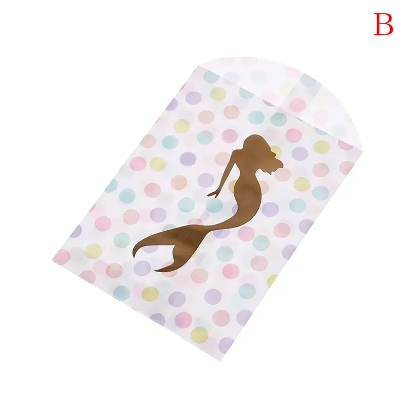 

10Pcs/lots Kraft Paper Candy Bags Rainbow Color Mermaid Gift Bags for Baby Shower Party Food Packaging Party Supplies