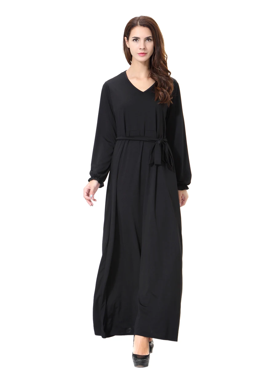 Women Muslim Abaya Long Thin dress Robes Tunic Middle East Maxi Dresses ...