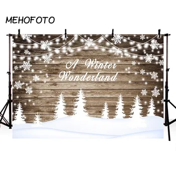 

A Winter Wonderland Photography Backdrops Snowing Wood Wall Photo Background White Snow Floor Baby 1st Birthday Party Backdrop