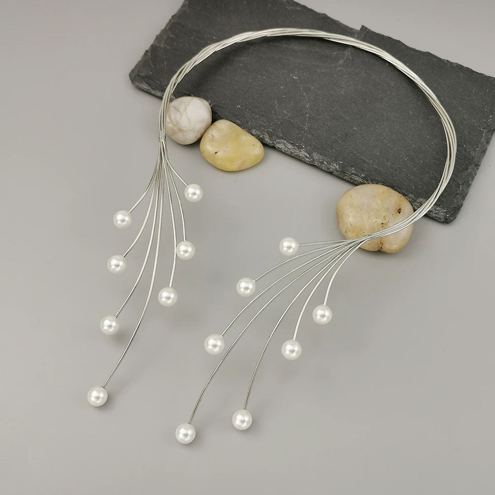 Медные плетеные ожерелья ручной работы, женские ожерелья-чокер с искусственным жемчугом, очаровательные украшения для свадебной вечеринки, UKMOC