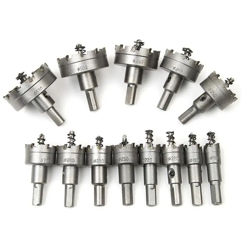 

13pcs Carbide Tip Cemented HSS Core Drill Bits Saw Set Metal Wood Drilling Hole Cut Tools for Installing Lock Metal Working Tool
