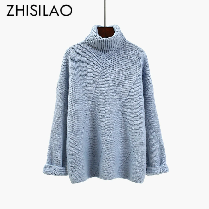 

Women Sweaters And Pullovers Solid Turtleneck Knit Cashmere Sweater Oversize Pull Femme Hiver 2019 White Sweater Cotton