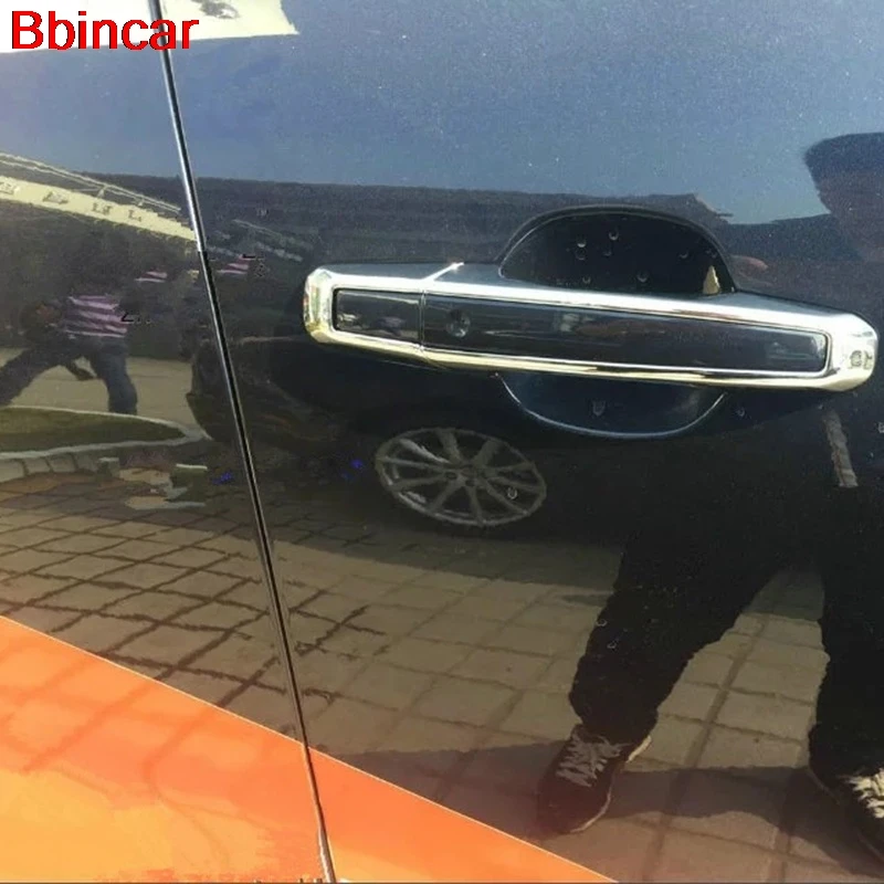 Bbincar ABS Chrome Side Door Handle Exterior Handrail Doorknob Cap Bar