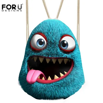

FORUDESIGNS Cute Monster Printed Cartoon Drawstring Bag Women Backpack Female Travel Beach Storage Bags School Girls Bagpack