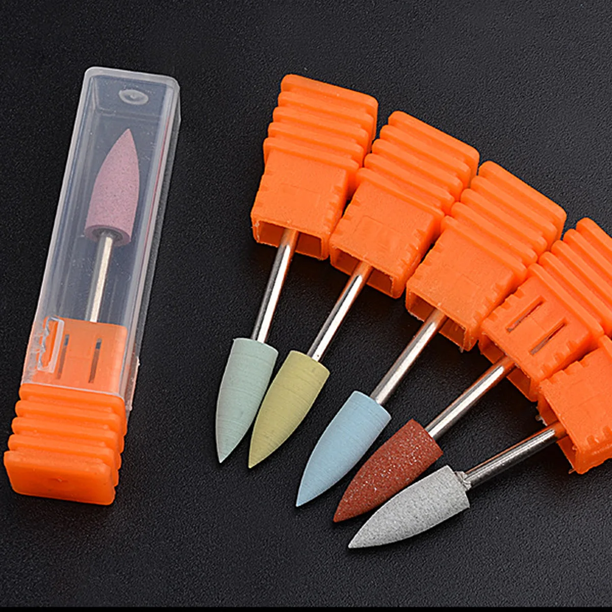 6Pcs Silicone Polisher Grinders Nail Drill Bits Milling Tools for