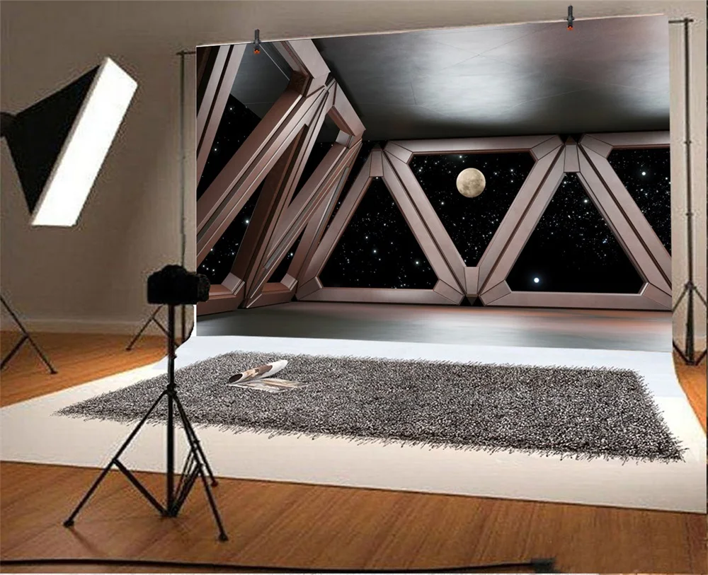 Laeacco Universe Spaceship Interior Nebula Fantasy Photography Backgrounds Customized Photographic Backdrops For Photo Studio